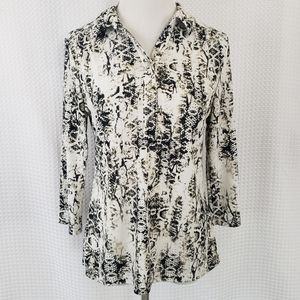 212 Collection Python Print Blouse White Black size Small Career Wear Office